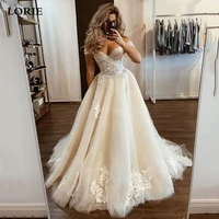 lorie lace princess wedding dresses puff tulle country bridal gowns vestido de noiva off the shoulder wedding party gowns