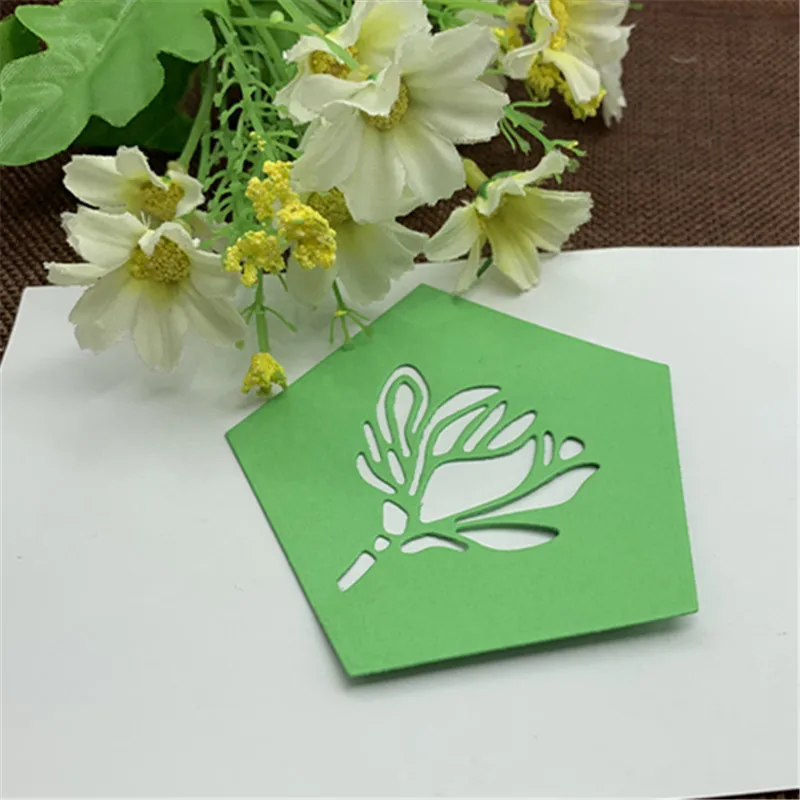 Пентагональные Цветочные металлические резные штампы для DIY скрапбукинга альбом