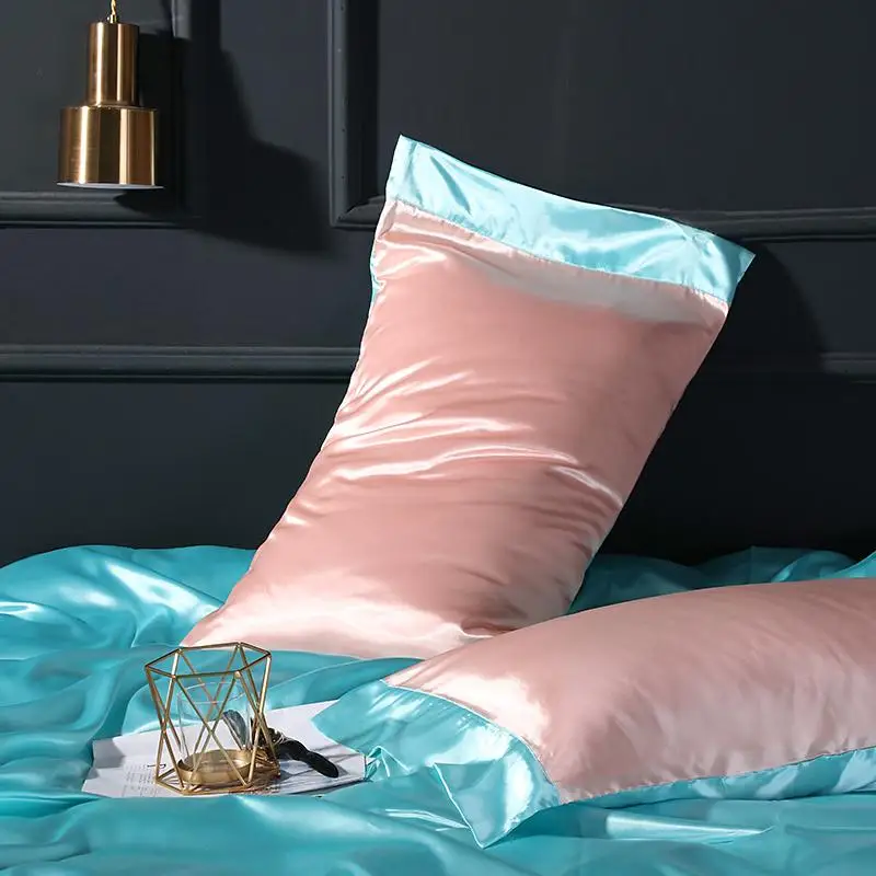 

20 2pcs Multicolor Design Emulation Silk Satin Pillow Case Pillow Cover For Healthy Standard Home Pillow cover 48*74cm #a
