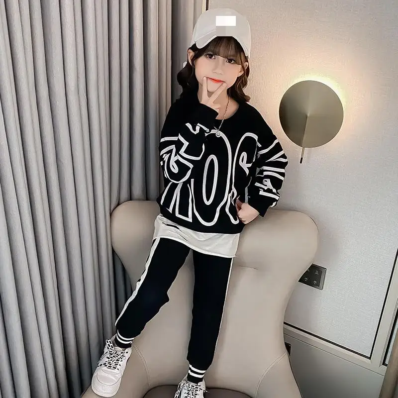 Спортивный костюм для девочек-подростков осенний комплект одежды с толстовкой и