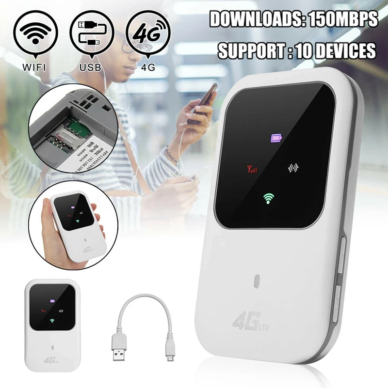 

Portable 4G LTE WIFI Router 150Mbps Mobile Broadband Hotspot SIM Unlocked Wifi Modem 2.4G Wireless Router