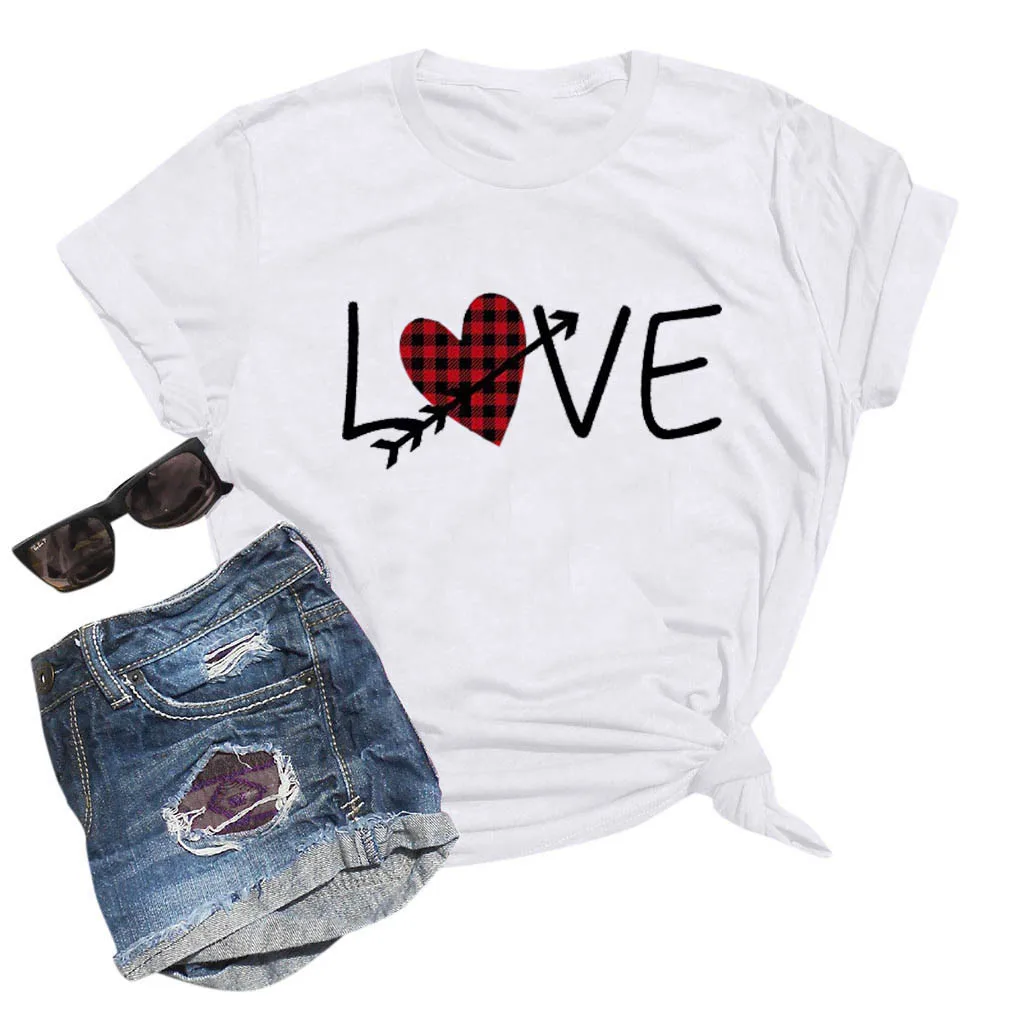 KANCOOLD футболка с сердечком женские повседневные Забавные футболки на День