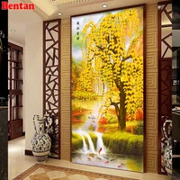 square round diamond painting chinese weeping willow koi fish mosaic puzzles picture of rhinestone large diy diamond embroidery