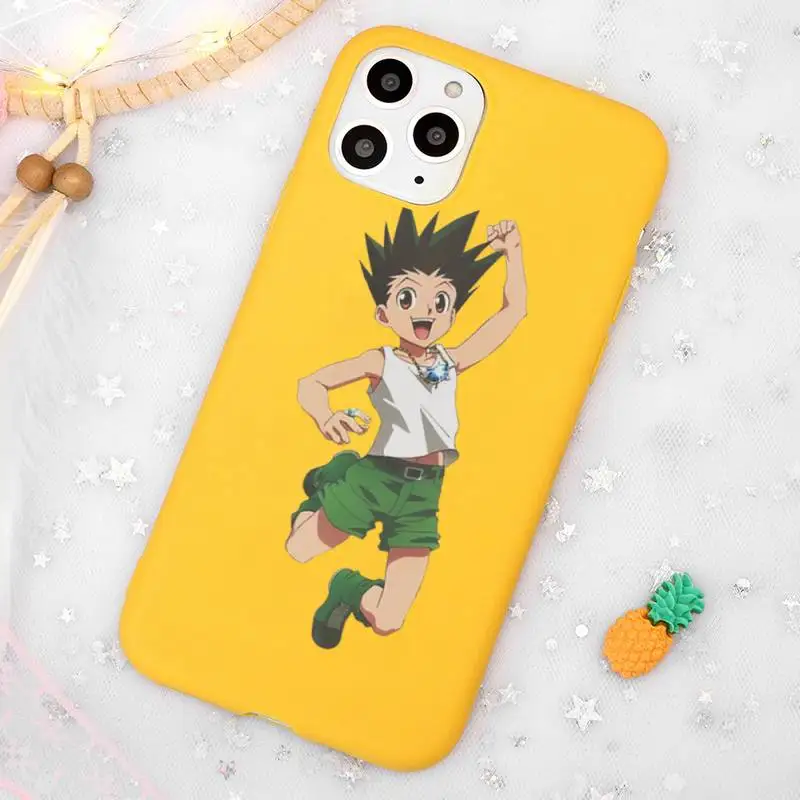 

Anime Hunter Hunters Phone Case Candy Color Yellow for iPhone 11 12 pro XS MAX 8 7 6 6S Plus X 5S SE 2020 XR