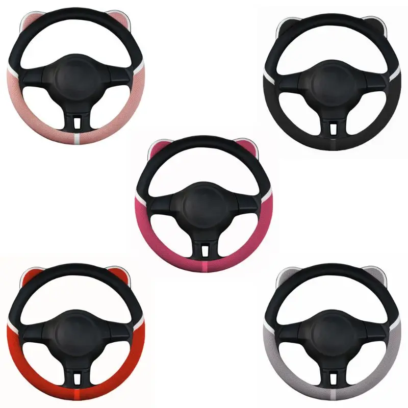 

Cute Ears Car Steering Wheel Cover Fashionable Non-slip Breathable Auto Interior E7CA