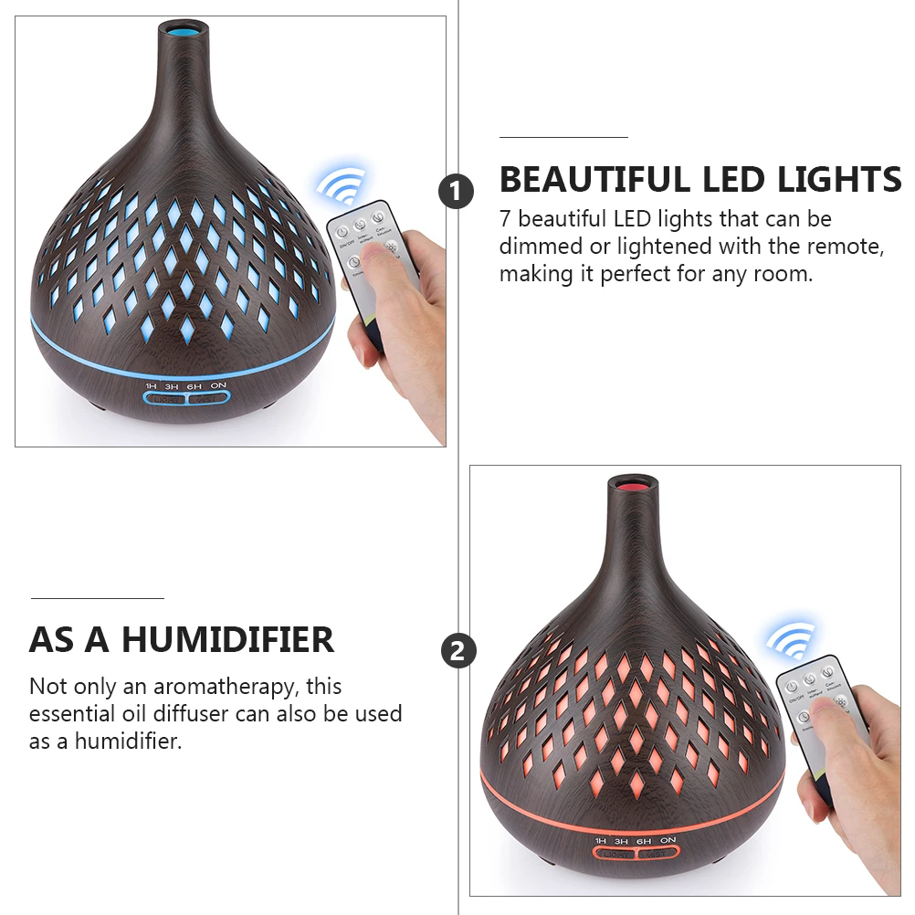 

400ml Hollow out Essential Oil Diffuser Wood Grain Indoor Air Humidifier