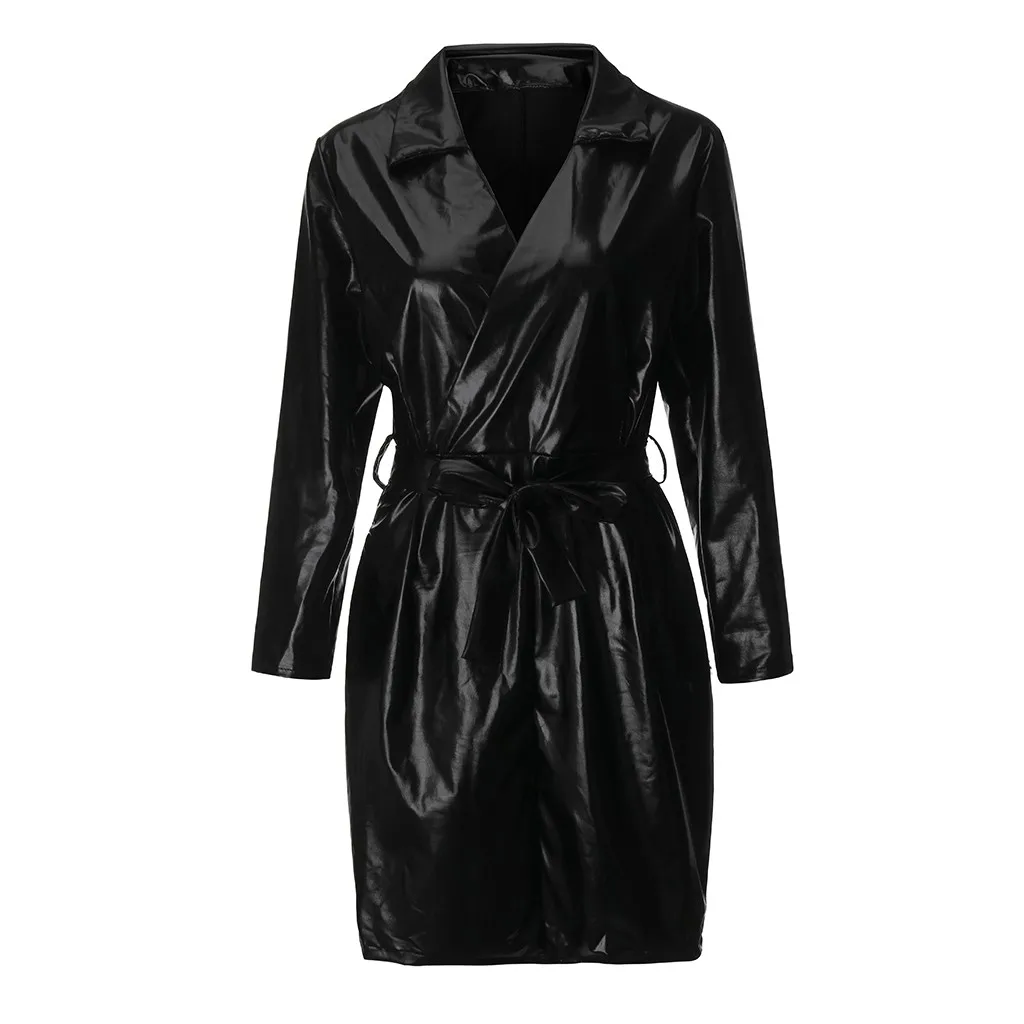 Woman Dress Vintage Women Clothing Sexy Deep V-Neck Long Sleeve Leather Lingerie Party Wear Belt Robe Femme Vestidos | Женская одежда