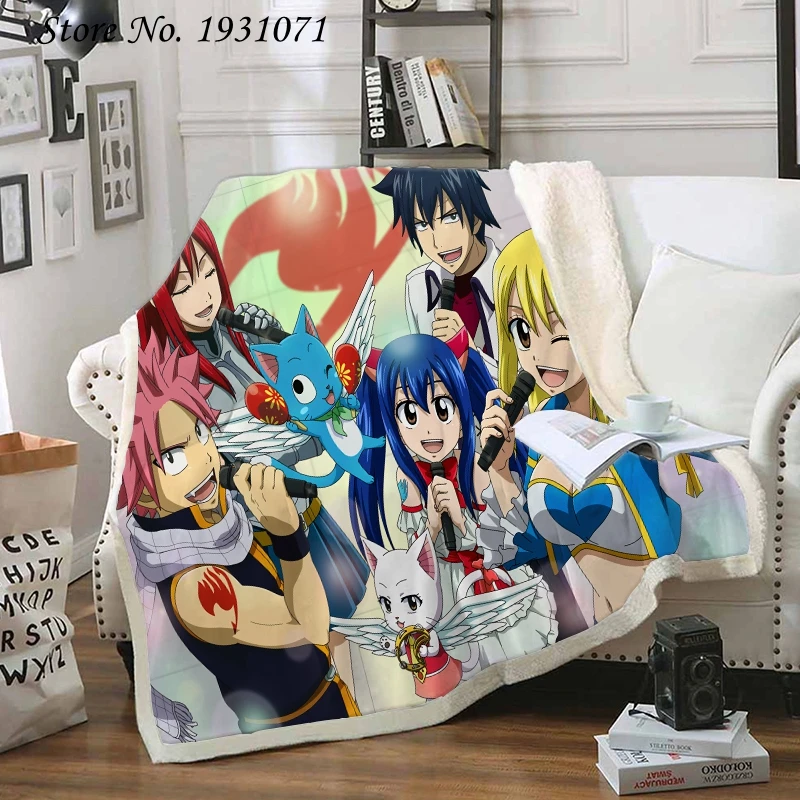 Anime FAIRY TAIL 3D Printed Fleece Blanket for Beds Thick Quilt Fashion Bedspread Sherpa Throw Adults Kids 02 | Дом и сад