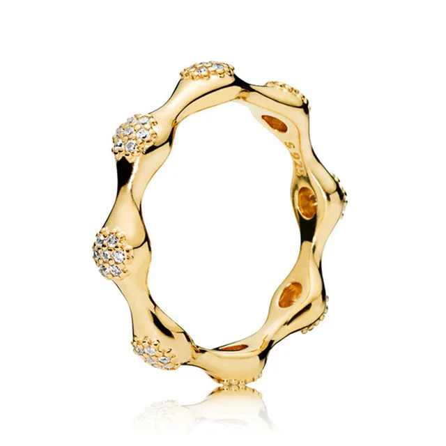 

PDB JZ 04 original 100% 925 sterling silver ring engraved LOGO flower with transparent cubic zirconia crown sterling silver ring