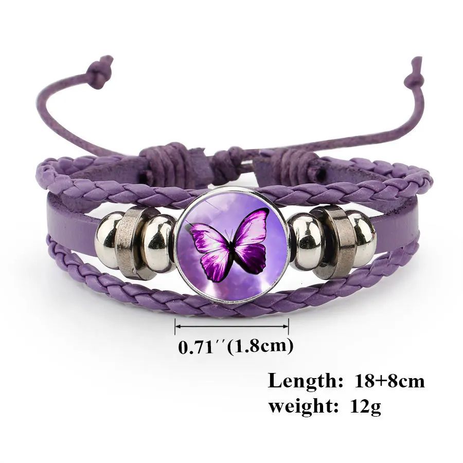 Новинка 6 цветов кожаные браслеты с бабочкой многослойные повседневные модные