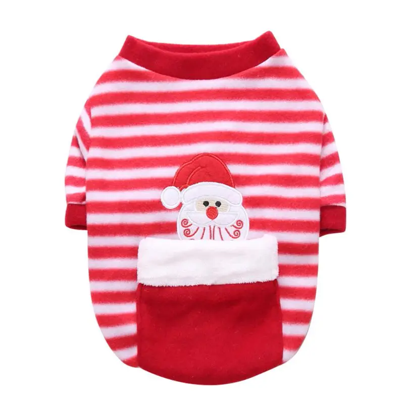 Рождественская Одежда для животных Полосатое пальто собак куртки одежда