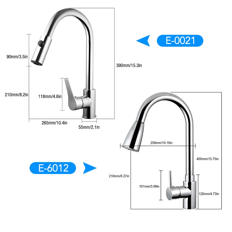 

Gavaer Kitchen Faucets Single Handle Pull Out Kitchen Tap Swivel Degree Water Mixer Tap Chrome Spring Button Nozzle Water Faucet