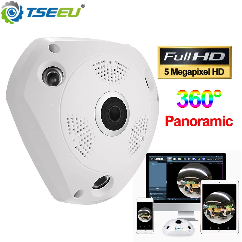 5 мегапиксельная камера Wi Fi Крытый панорамный Fisheye 360 градусов IP Камера для iPhone и