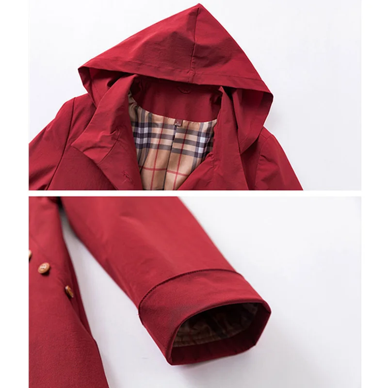 

2021 Spring New Trench Collection Women Warm Windproof Coat with Hood Windbreaker Women Autumn Casual Thin Long Coat