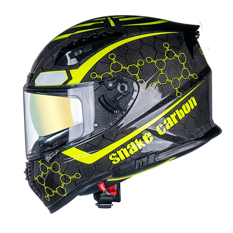 Vcoros VF-602 Carbon Fiber Full Face Motorcycle Helmet Man Motorbike With Double Lens Casco Moto capacete de motoci DOT | Автомобили и