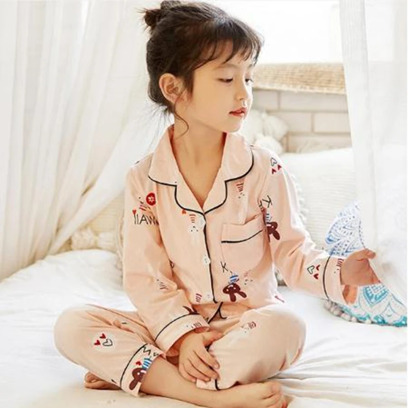 Пижама для мальчиков и девочек хлопковая осенняя в виде животных | Детская одежда