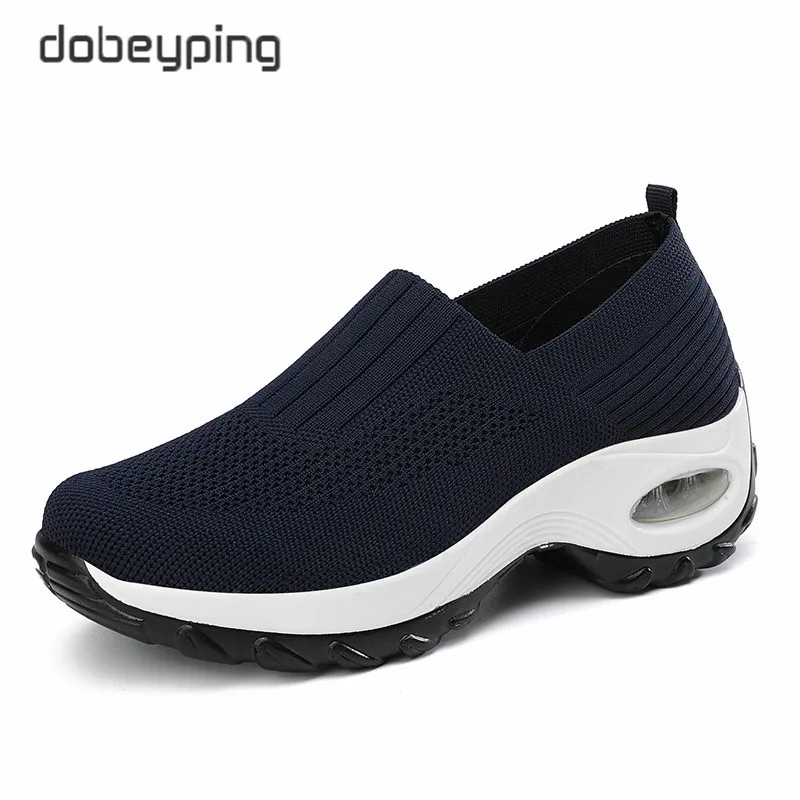 New Autumn Wedges Women's Shoes Air Mesh Woman Sneakers Flat Platforms Female Shoe Slip On Height Increasing Women Swing Shoes