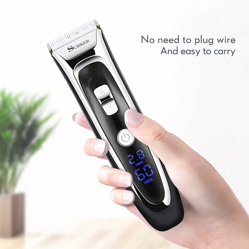 Электрическая Парикмахерская Машинка для стрижки волос с цифровым ЖК-дисплеем