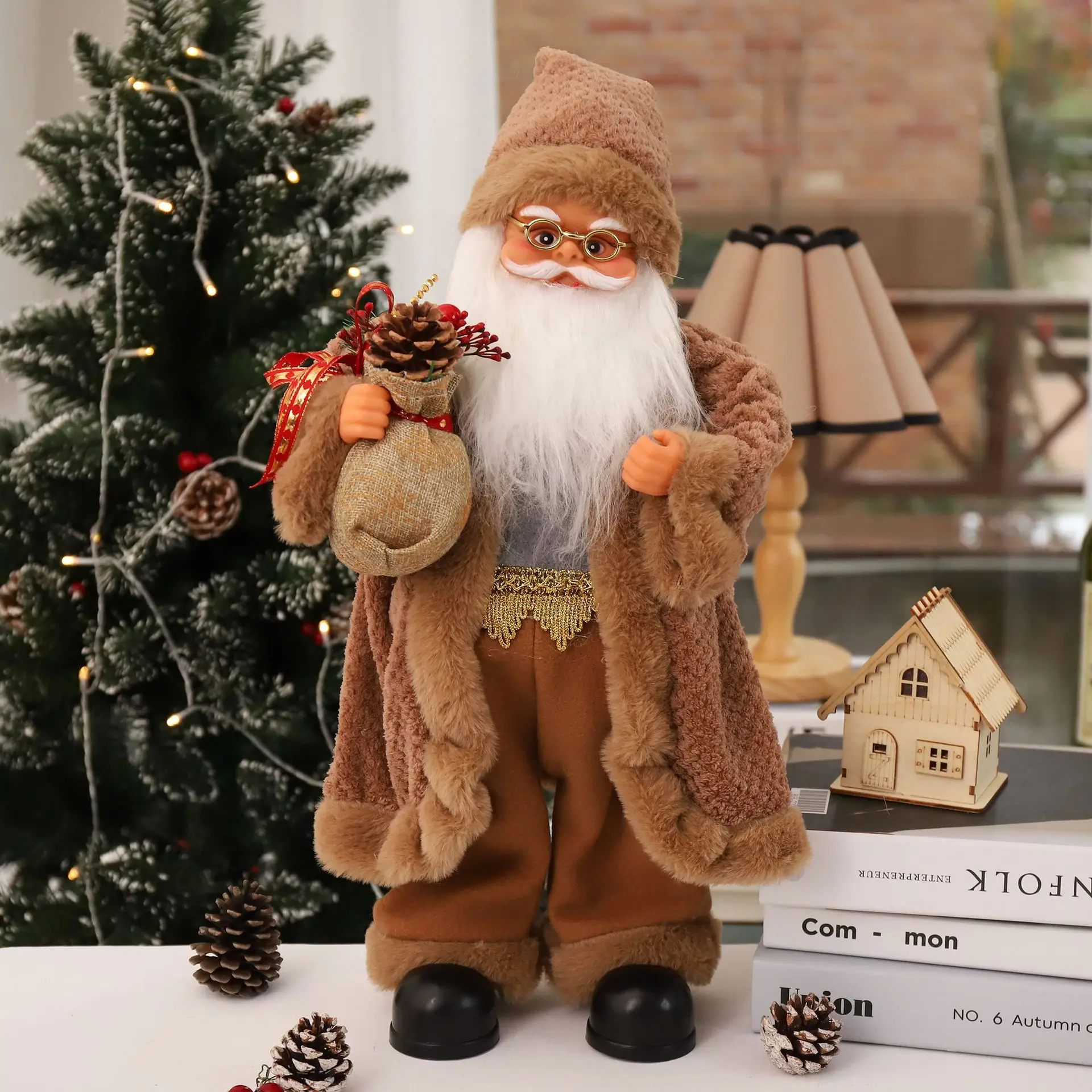 2022 Electric with Music Large Christmas Decorations for Home Santa Playing The Violin and New Year Gifts Children | Дом и сад