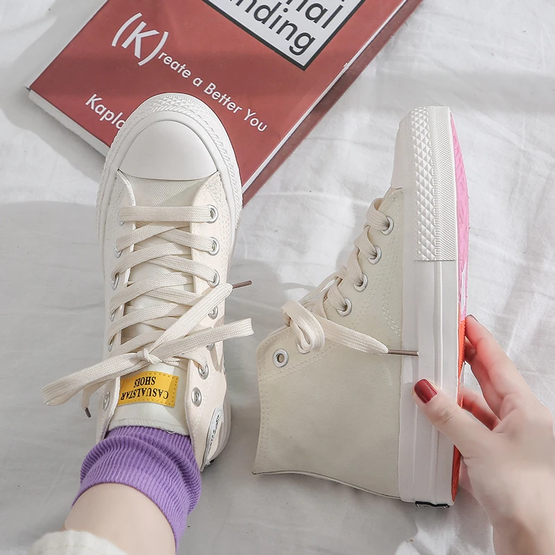 2020 г. Женская парусиновая обувь с высоким берцем Высококачественные Новые