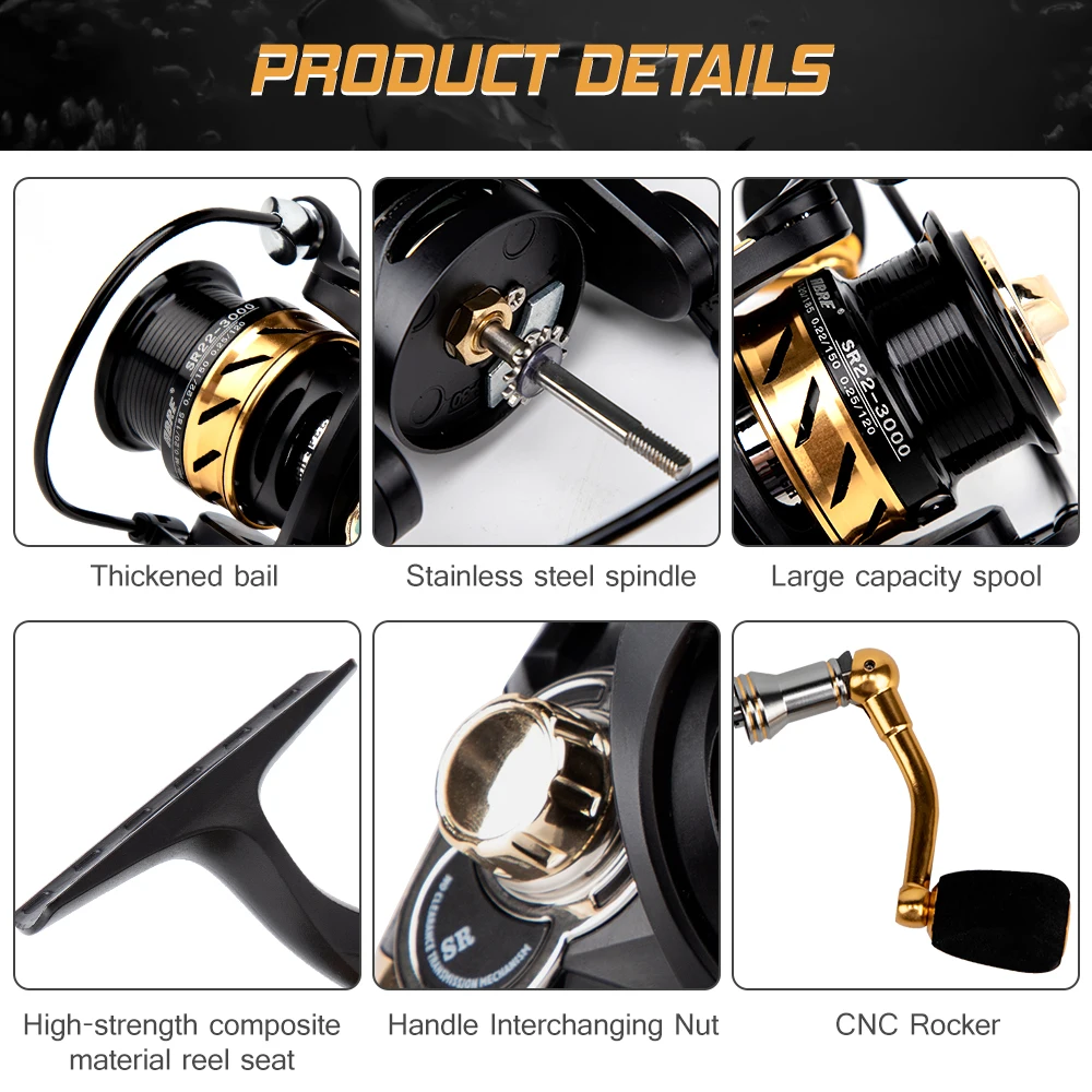 

6+1 BB Double Spool Fishing Reel Spinning Reel Carp Spinning Fishing Reel 7.1:1 Gear SR2000 / SR3000 Fishing Reels