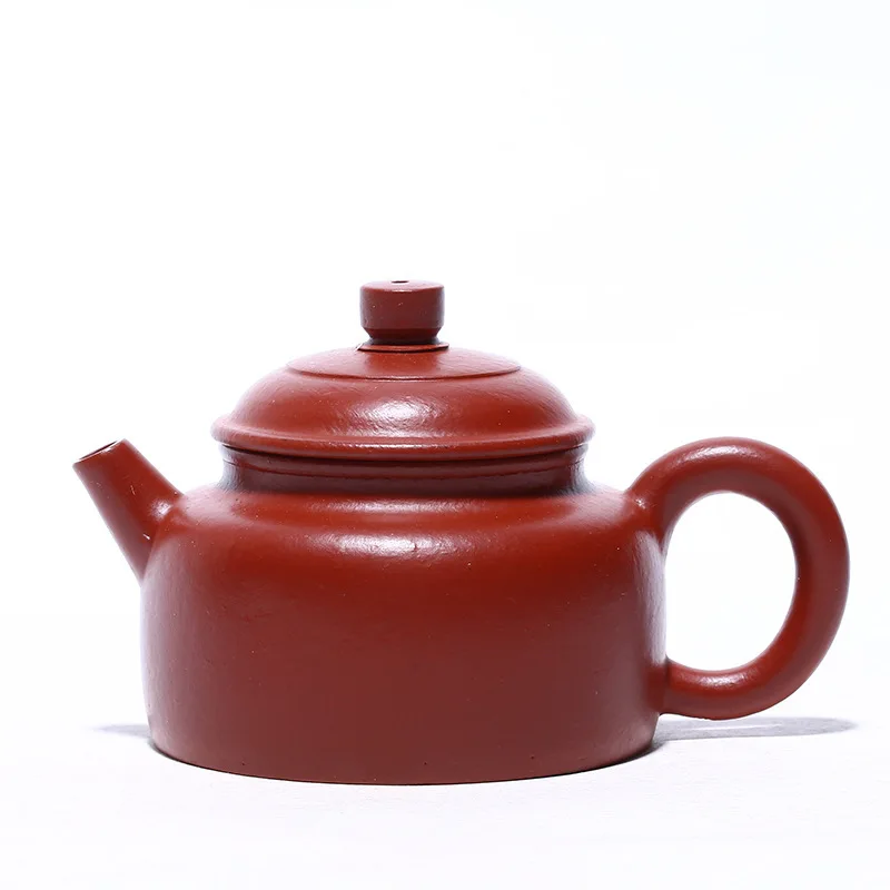 

Yixing Famous Manual Dark-red Enameled Pottery Teapot Raw Ore Bright Red Robe Small Character Bell Kettle Tea Set Suit Gift
