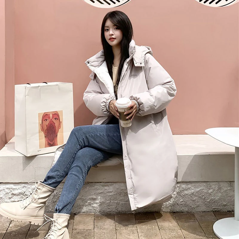 

Женская свободная и простая трендовая стеганая куртка средней длины, новое пальто, женская зимняя спортивная стильная стеганая куртка с ка...