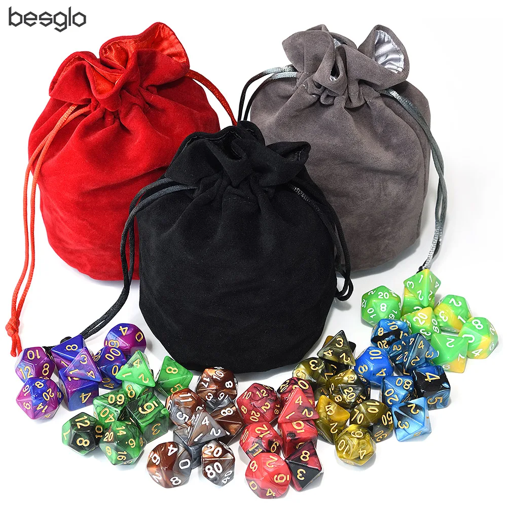 Комплект игральных костей с большие бархатные карманом для игр D4 D6 D8 D10 D % D12