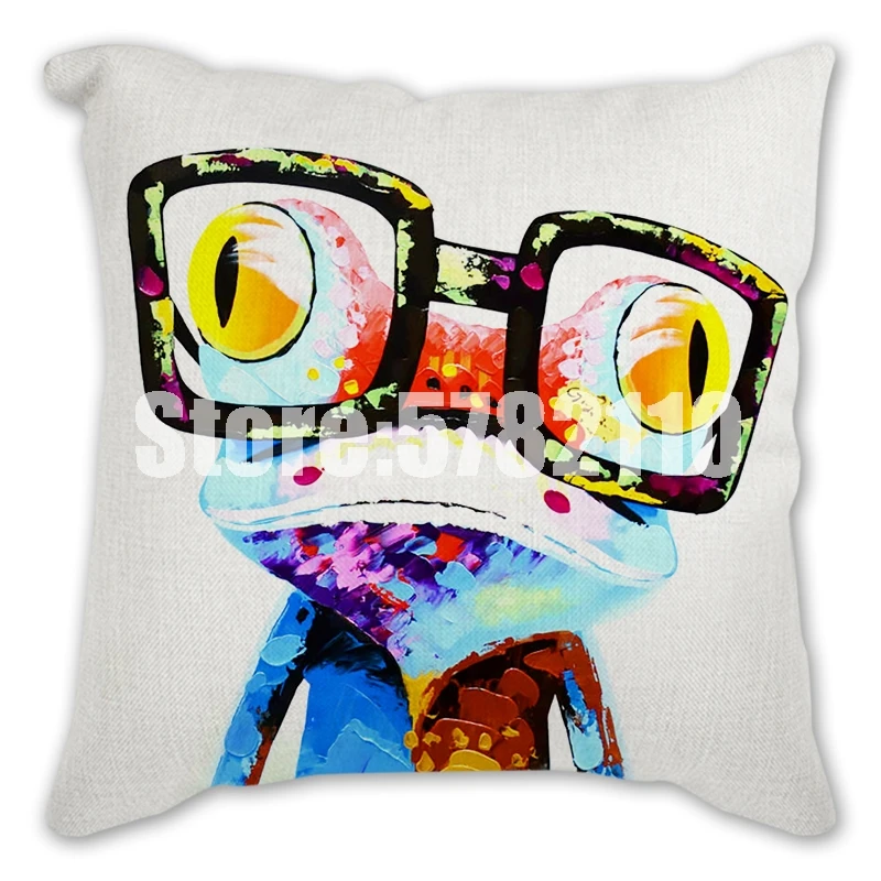 Полиэстеровый Чехол на подушку Рождественская мультяшная собака лягушка зебра