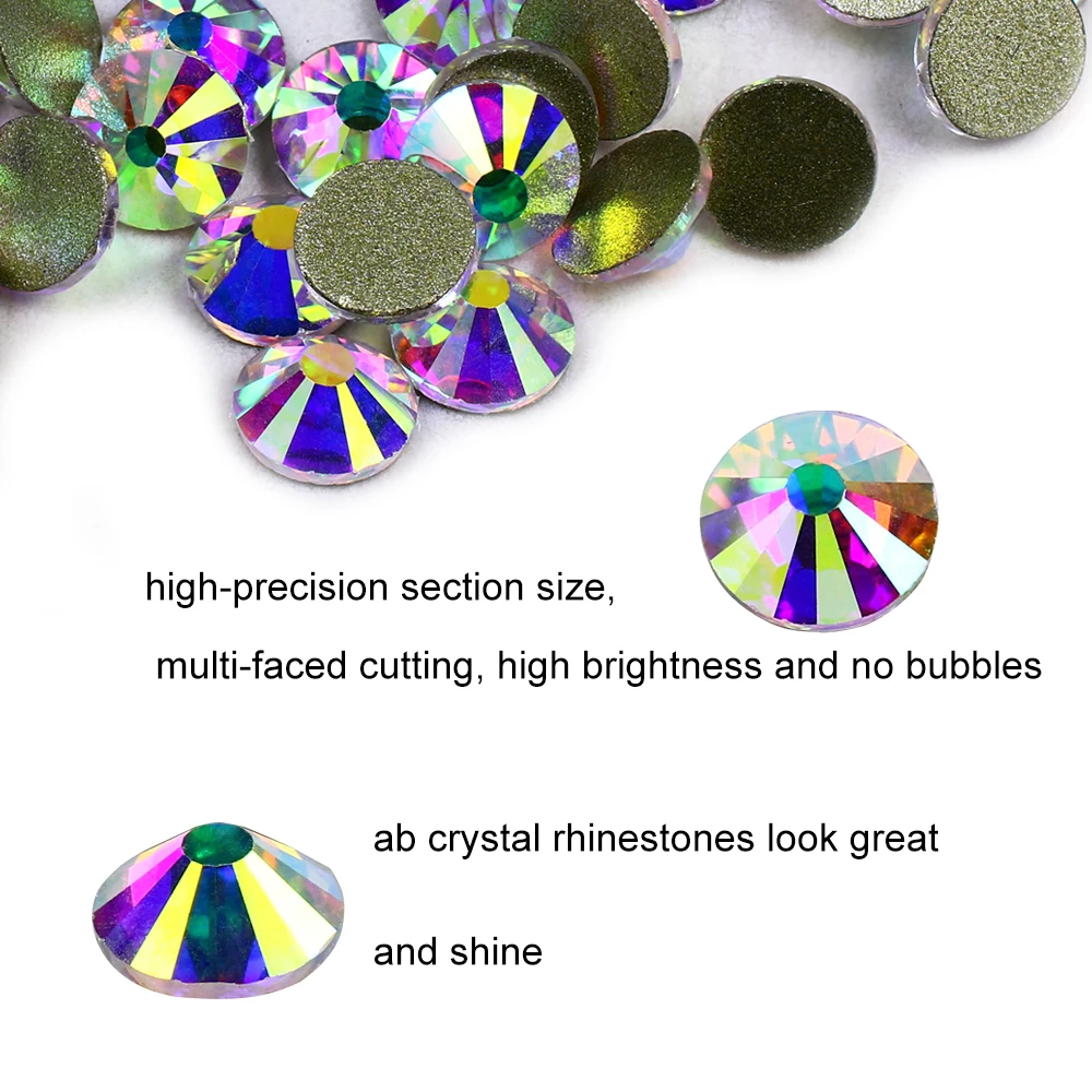 SS6 искрящегося цвета Кристалл aб Б ез исправлений стразы стеклянные блеск для