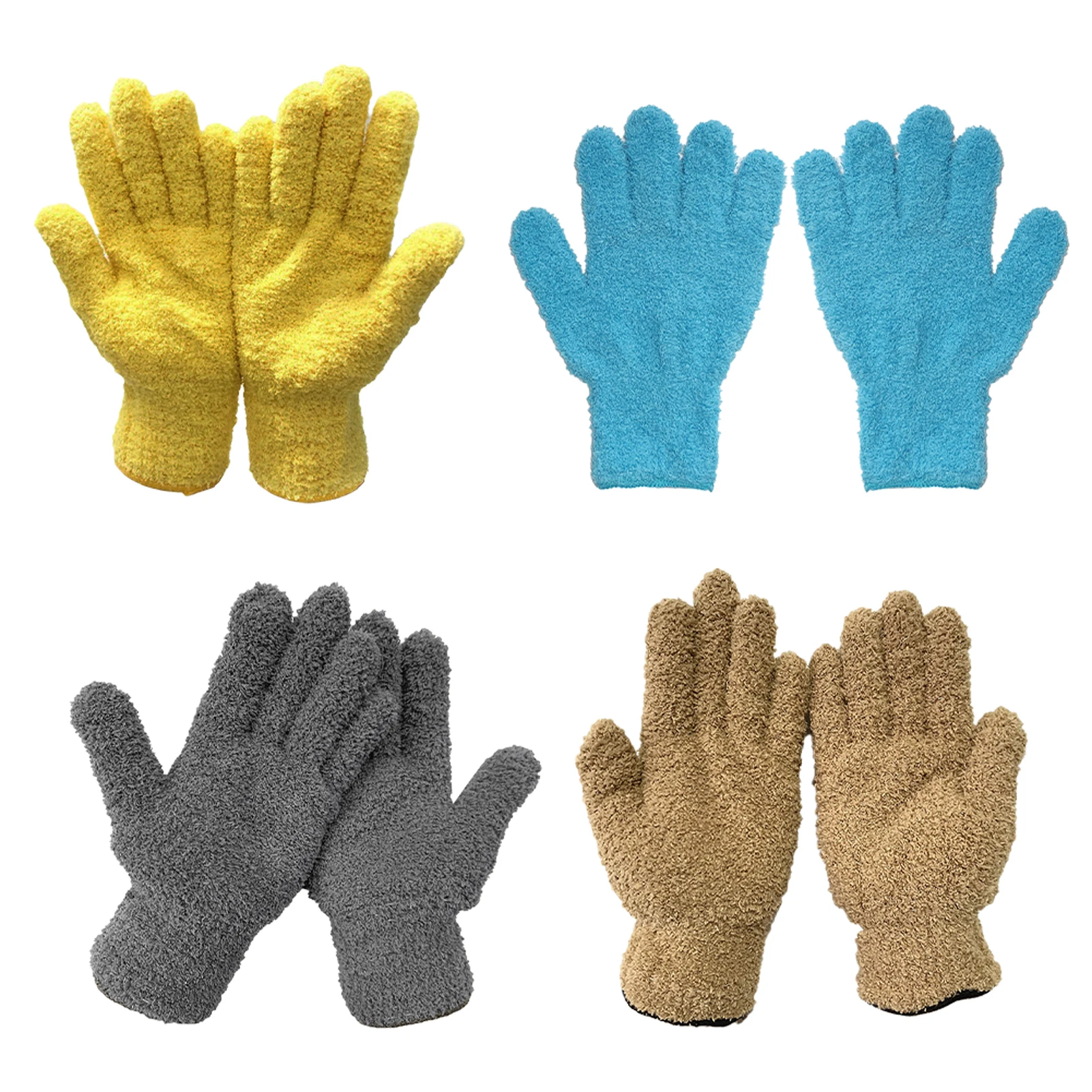 

4pairs/set Multipurpose Coral Fleece Cleaning Gloves Soft Car Washing Scrubbing Flexible Tools Accessories Hands Protection