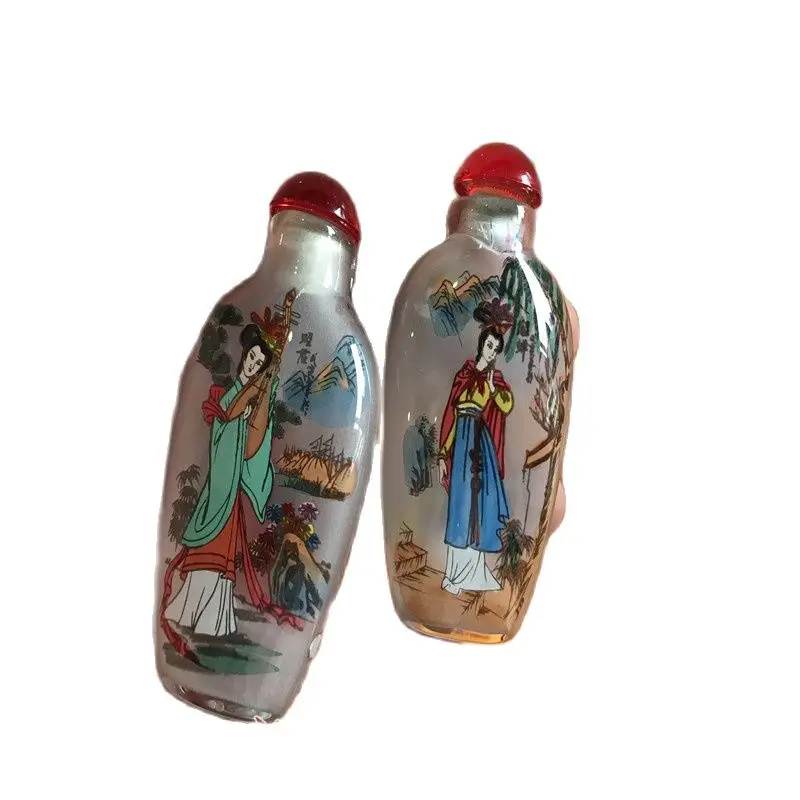 

China Old Beijing Painted Snuff Bottle Glass Bottle Ancient Four Beauties