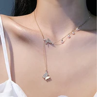 trendy exquisite butterfly pearl chain necklace for women pendant high quality original design jewelry temperament accessories
