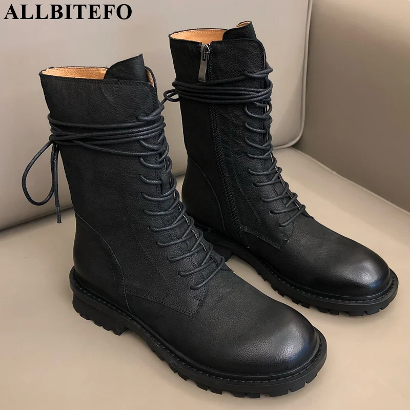 ALLBITEFO/Модные женские ботинки из натуральной кожи удобные ботильоны сезон осень