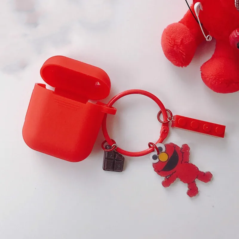 Темно-серый Милый мультяшный защитный чехол для AirPods с клубничной пряжкой, ремешок на запястье, Bluetooth, беспроводные наушники, силиконовая коробка для зарядного устройства - Цвет: Темно-серый