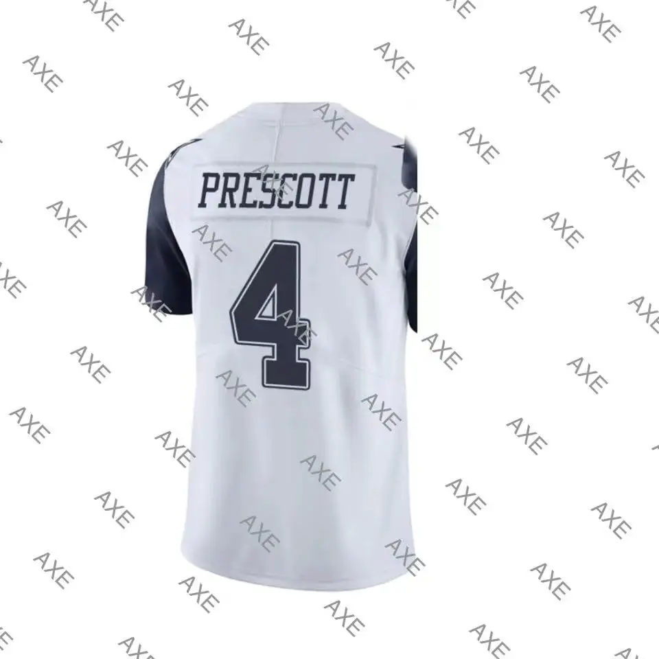 

Embroidery Letters American Football Jersey Dallas 4 Dak Prescott White Navy Blue Men's Limited Player Jersey