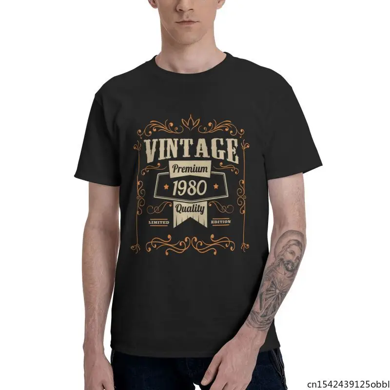 

Vintage Awesome Since 1980 Men Unique Top T Shirts Short Sleeve 41st Birthday 41Years Old Gift Unisex Summer Trend