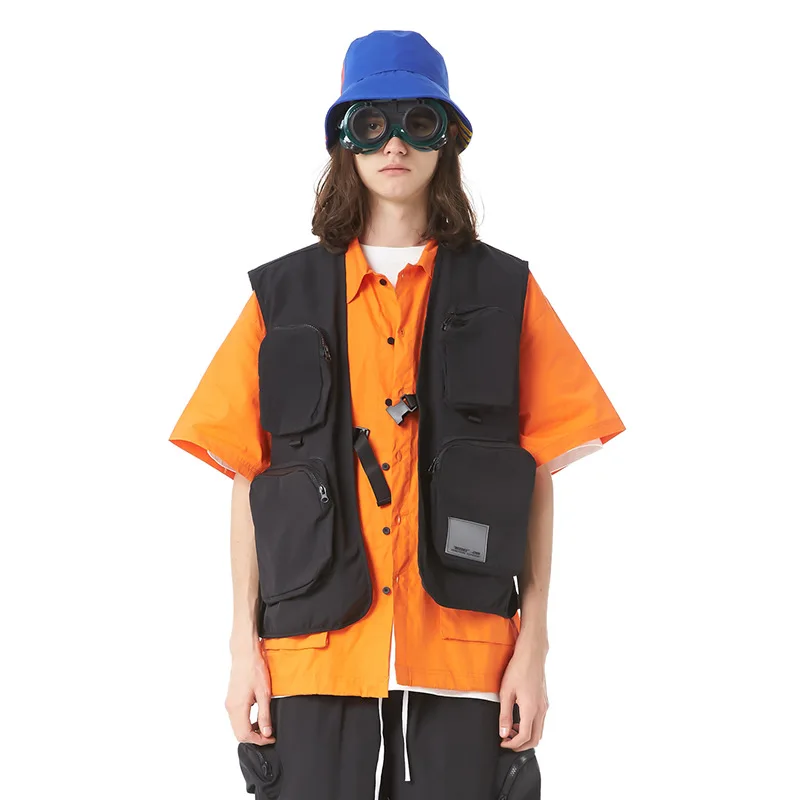 Жилет мужской повседневный с принтом Свободный жилет-карго множеством карманов