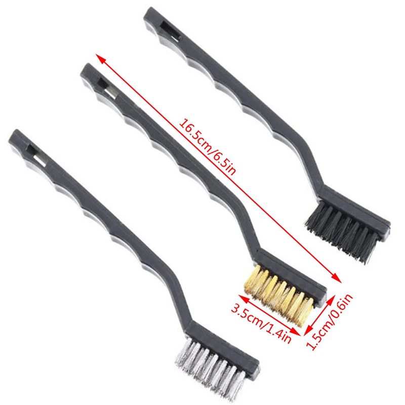 

3Pcs Mini Stainless Steel Rust Brush Brass Cleaning Polishing Detail Metal Brush Wire Toothbrush Cleaning Tool Family Kit