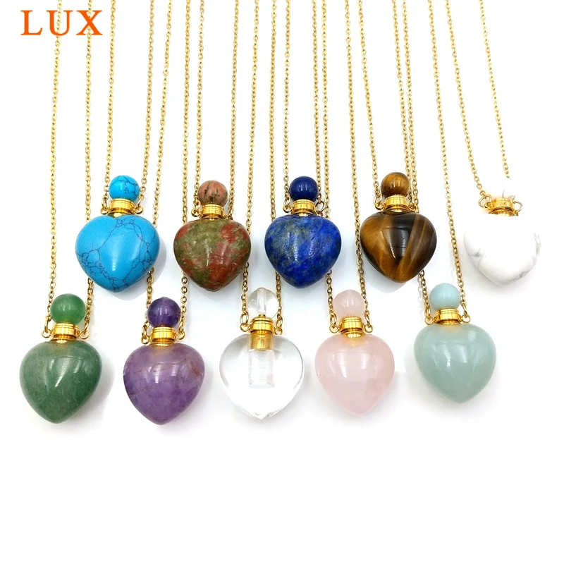 Ожерелье в форме флакона духов с натуральными драгоценными камнями подвеска