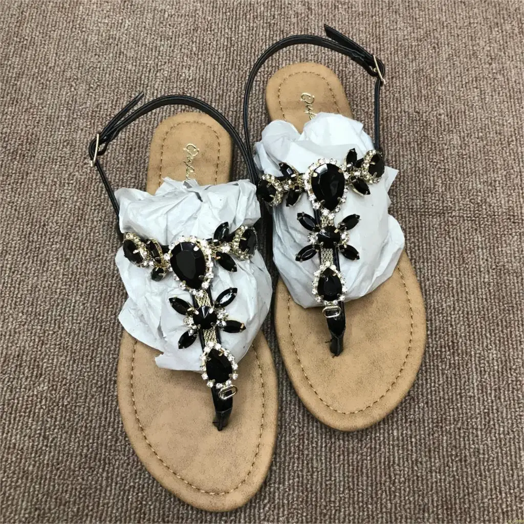 Сандалии женские с яркими бриллиантами повседневные шлепанцы для путешествий и