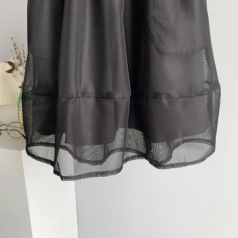 

Mesh Guaze Short Skirt Women 2021 Summer Black Short High Waist Slim A Line Skirt