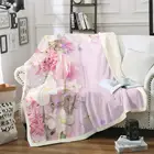 Одеяло из шерпы белого и розового цвета, современное Фланелевое покрывало для дивана, дивана, кровати, гостиной, с цветами розы