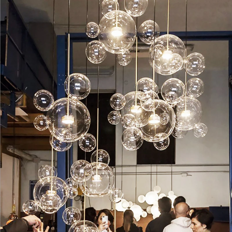 Nordic Clear Glass Led подвесной светильник из золотистой меди для гостиной люстра