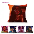 Модная наволочка из хлопка и льна с изображением девушки из мультфильма черного искусства в африканском стиле Веселые дамские диванные подушки наволочки из хлопка и льна наволочки с африканскими комиксами