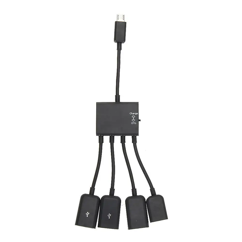 Универсальный черный 4-портовый зарядный OTG-концентратор ALLOYSEED с Micro USB для