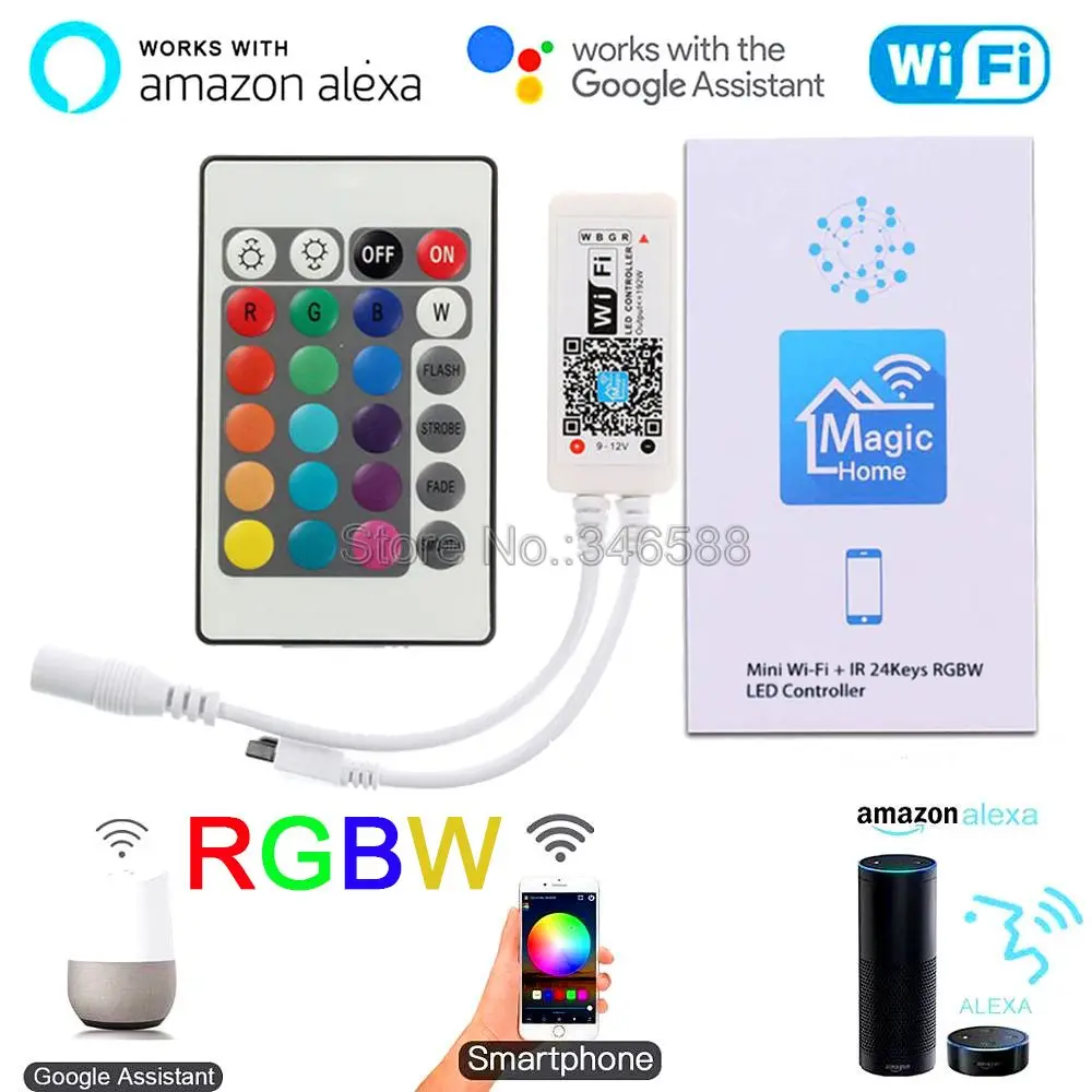 Magic Home WiFi RGBW светодиодный контроллер с 24 клавишным ИК таймером музыкальная