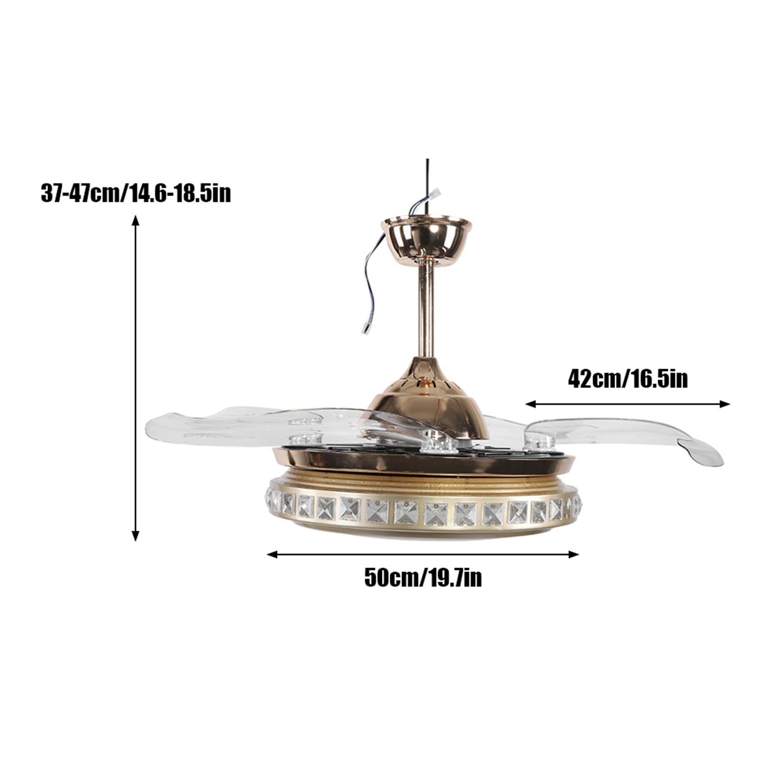 42 дюймовый Invisiable Хрустальный потолочный вентилятор светильник современный