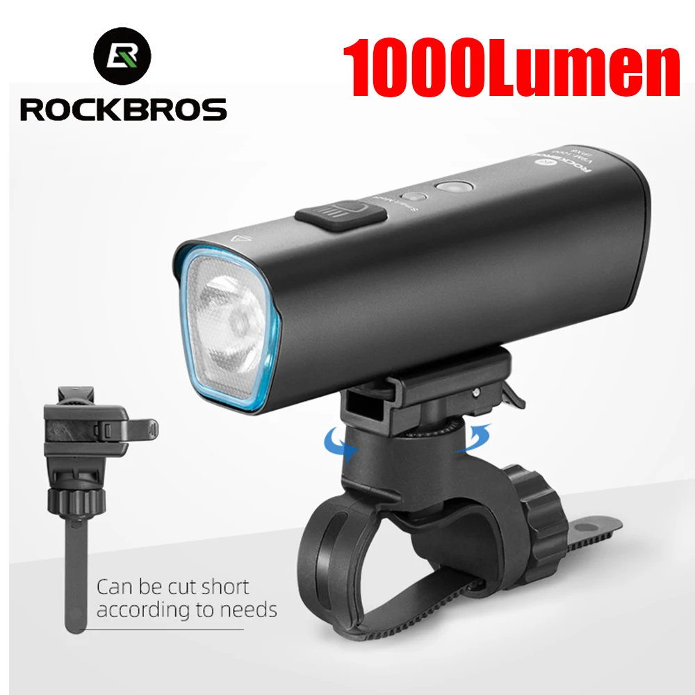 

ROCKBROS 1000Lumen Bike Light Smart Vibration Sensing Bike Lamp 5Modes Bicycle Headlight LED Flashlight Lantern Bike Accessories