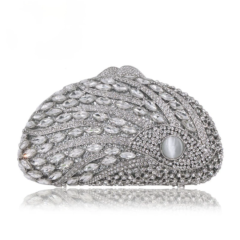 

Silver Gold Animal Shape Diamond Women Evening Bag Rhinestone Wedding Bridal Prom Purses Cocktail Birthday Party Female Handbags